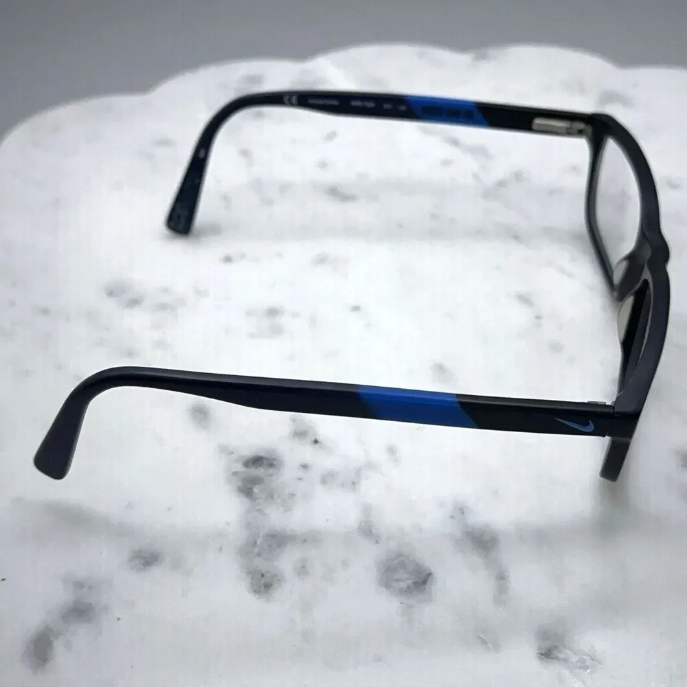 Nike 7237 011 Black Blue Full Rim Rectangle Eyeglasses Frames Only 52-17-140